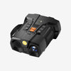 Front view of Minener NightScout Ridge night vision binoculars showing dual optical modules, built-in flashlight, compass, controls, and rugged housing.